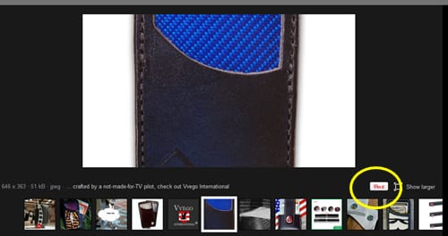 Bing image search with Pinterest Button